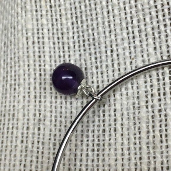 Silver Slider Bracelet Copper Heart Besties Purple Bead Best Friends Love Life - Picture 4 of 6